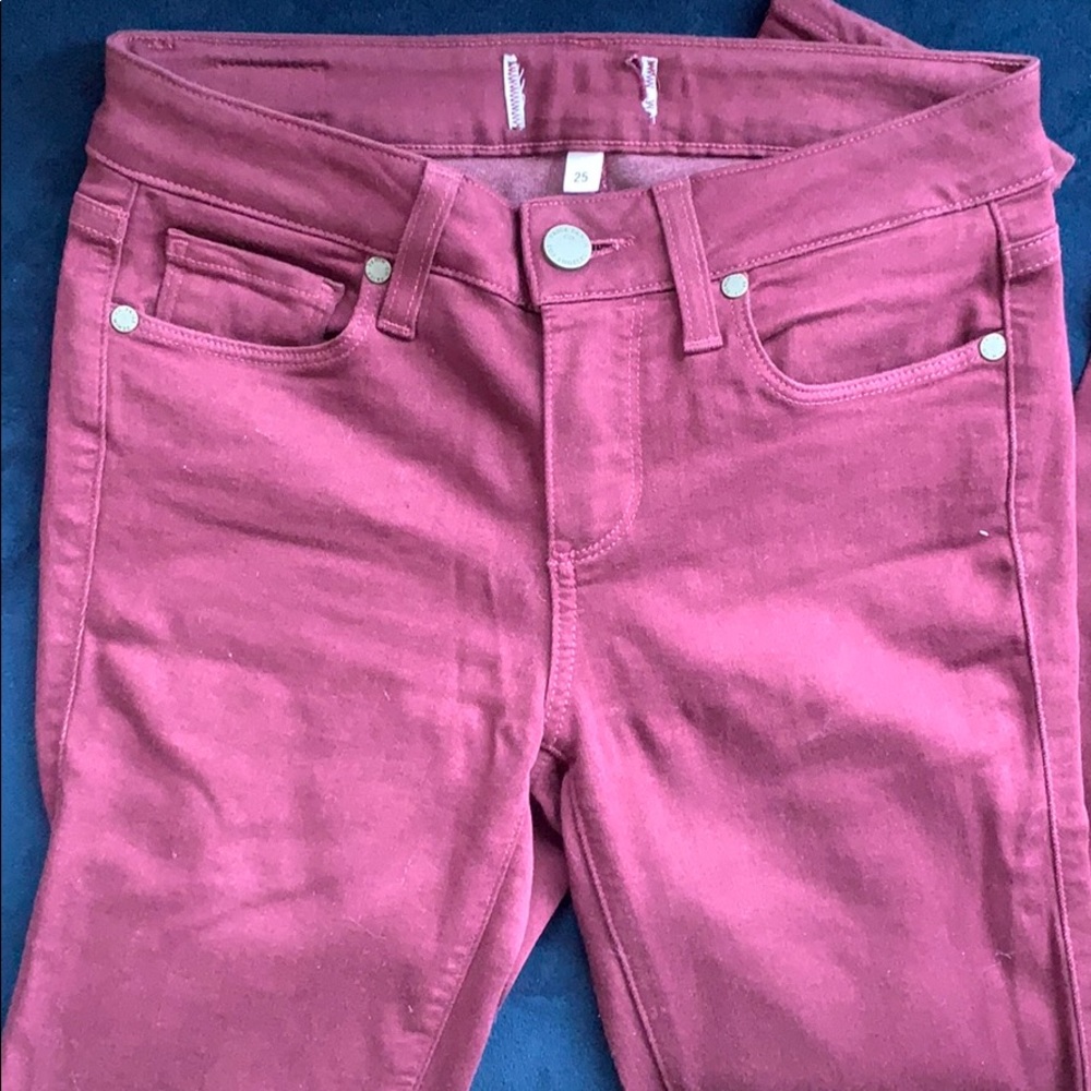 Maroon Skinny Pants by Paige Jeans